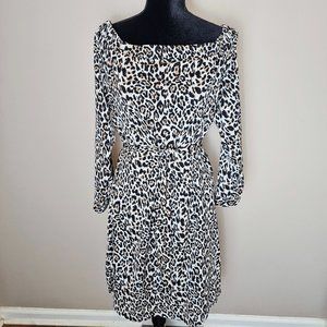 Versona Leopard Lined Dress with Tie Waist